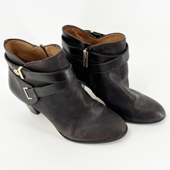 ✅ Louise Et Cie Lo Ranier Leather Ankle Booties Brown Size 9.5 Distressed - Picture 1 of 16